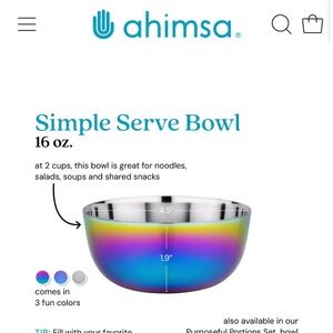 Ahimsa Rainbow Stainless Steel Serving Bowls - Set of 4